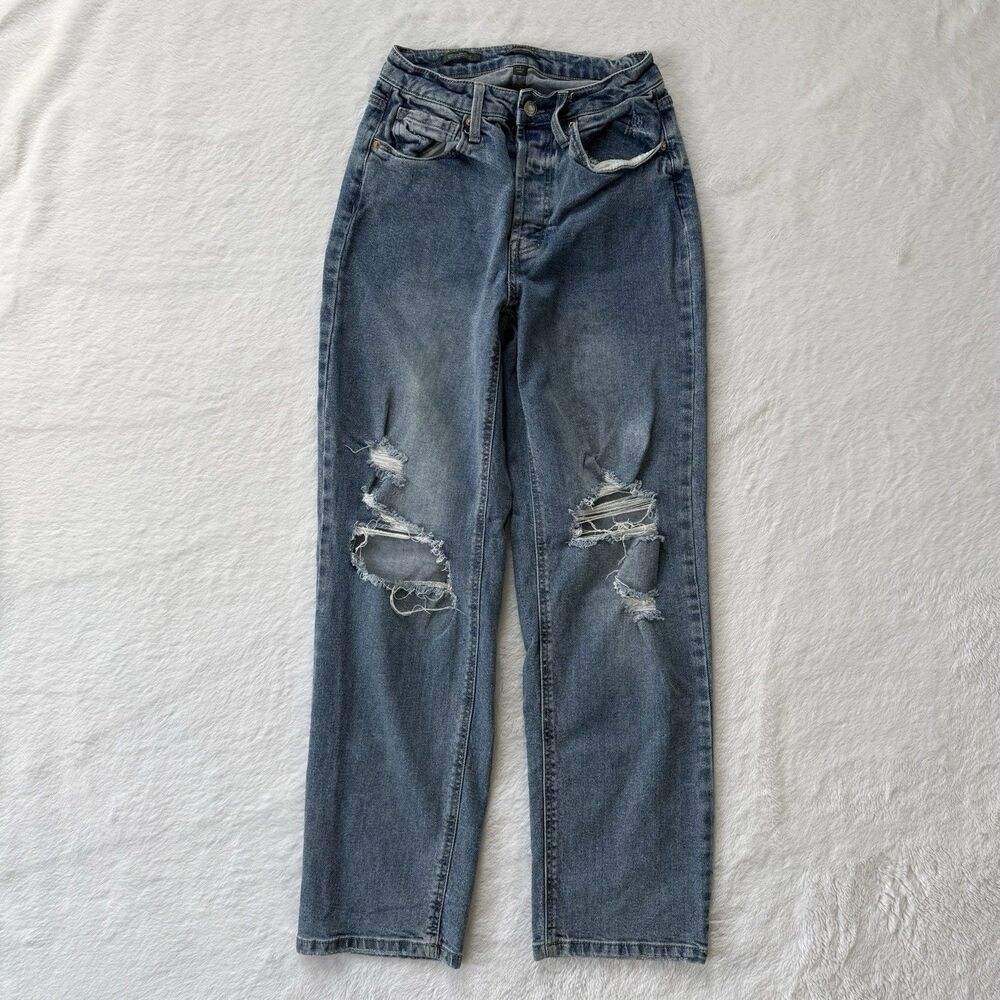 Wild Fable Women's Super High Rise Distressed Straight Leg Jeans Size 4